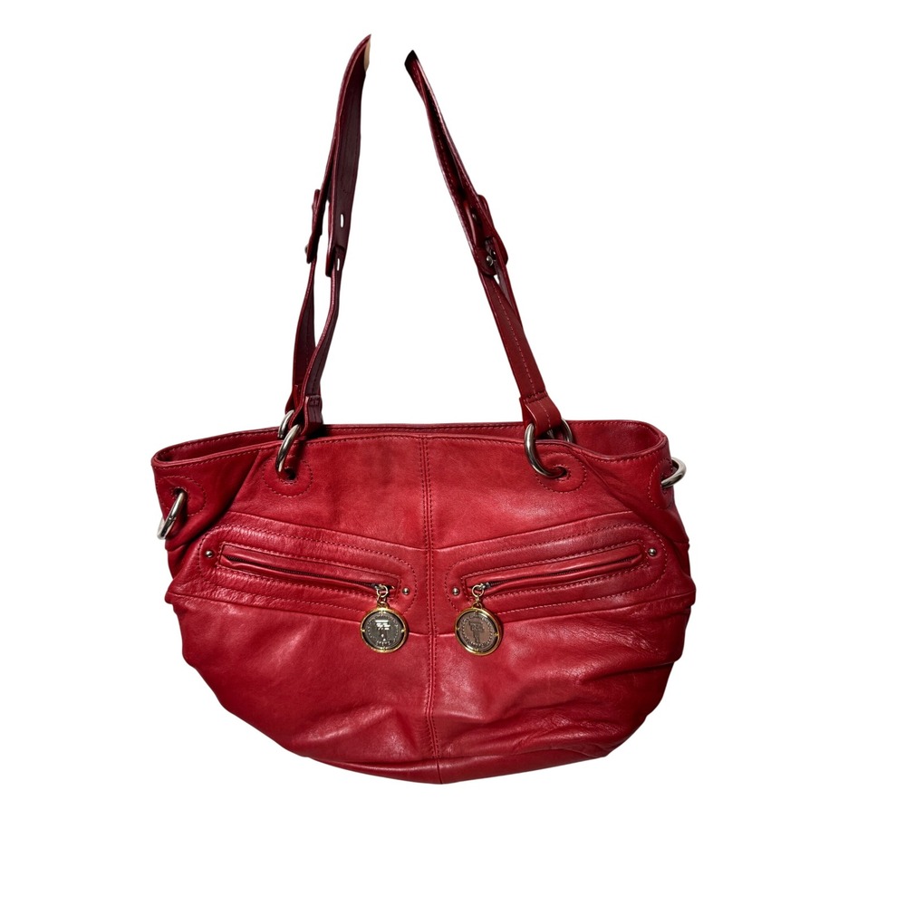 Tignanello 20th Anniversary Red Genuine Leather Shoulder Bag Hobo Satchel Purse